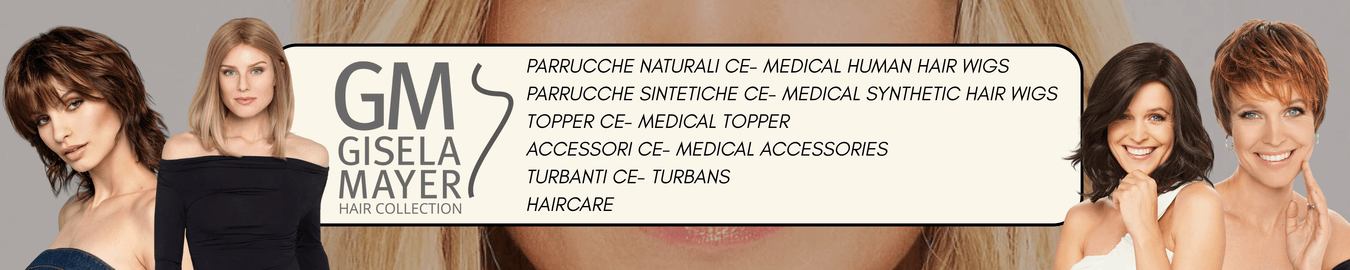 parrucche gisela mayer, catalogo parrucche, topper, toupet, code, turbanti marchiati CE detraibili 