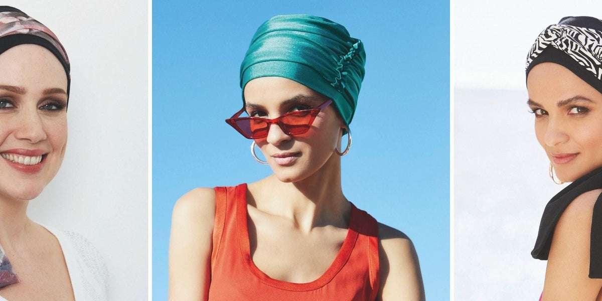2 Turbanti Chemioterapia Donna In Cotone Con Fiori – Morbidi, Elasticizzati, Copricapo Per Perdita Capelli (rosa E Grigio)