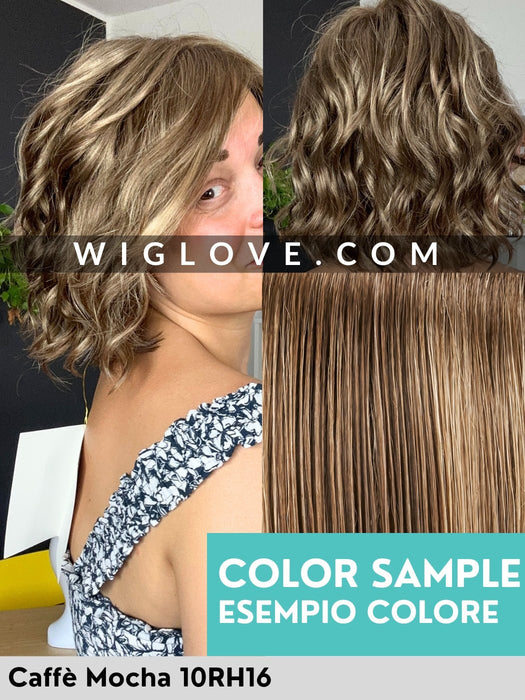 Light Brown with 33% Light Natural Blonde highlights color sample jon renau synthetic wigs