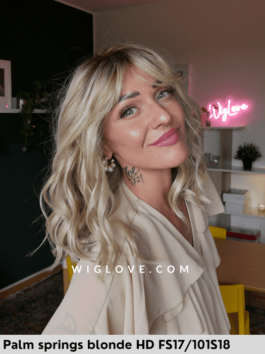 Parrucca mossa, fibra termoresistente, alle spalle, onde piastrabili maeve jon renau raspberry twist 6/33 lacefront riga centrale