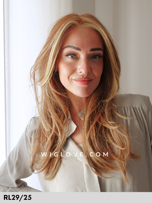 nature deluxe long gisela mayer parrucca fatta a mano con lacefront e riga libera retro chiuso taglia M sintetica termoresistente piastrabile parrucca per chemioterapia o alopecia dispositivo medico ce