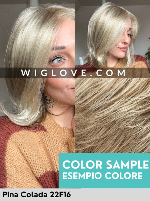 Pina Colada 22f16 jon renau color swatch wig parrucca sintetica bionda senza ricrescita Light Ash Blonde & Light Natural Blonde Blend with Light Natural Blonde nape