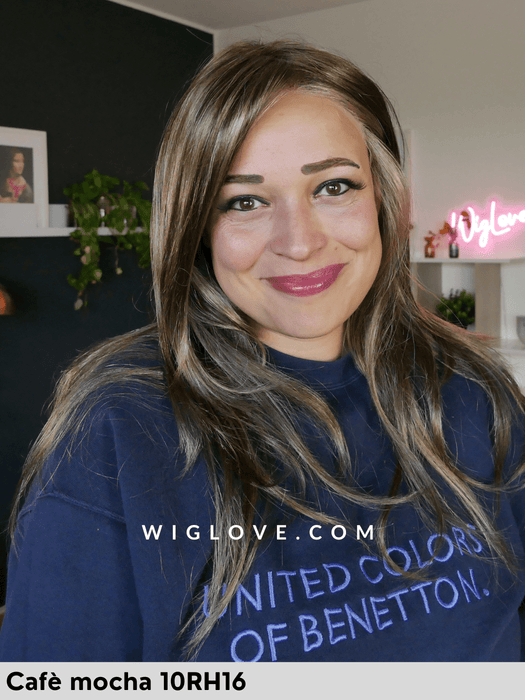 zara lite jon renau parrucca sintetica lunga e scalata 100% fatta a mano lacefront attaccatura naturale riga libera monofilamento retro chiuso poliuretano