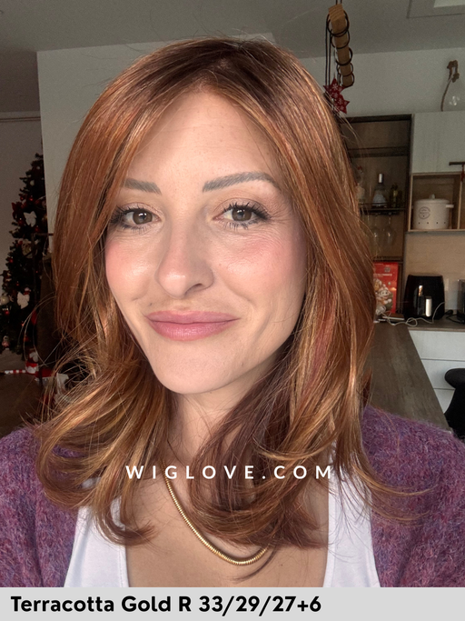 Alesia mono lace gisela mayer parrucca sintetica media e scalata piega liscia lacefront attaccatura naturale riga libera monofilamento retro chiuso taglia S, M, L