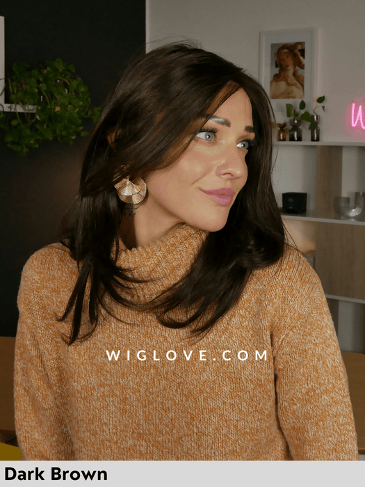 ANNE NATURE - Taglia Small - 100% Capelli Naturali Remy - 100% fatta a mano, antiscivolo - Wig Love - Parrucca Capelli VeriDark Brown HH