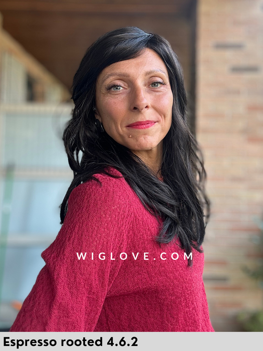 ellen wille arrow parrucca lunga e mossa in fibra sintetica tradizionale con attaccatura naturale lacefront e riga sinistra 