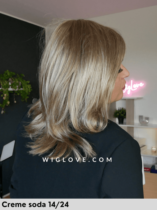 ashley parrucca jon renau fibra sintetica alle spalle scalata riga libera doppio monofilamento retro aperto e fatto a macchina parrucca per bambini taglia S e Xs