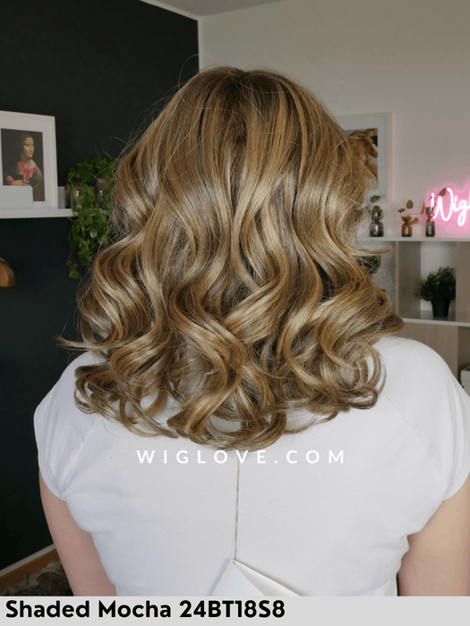 aurora jon renau 100% fatta a mano, attaccatura naturale, riga libera parrucca sintetica termoresistente alle spalle mossa lacefront riga libera 