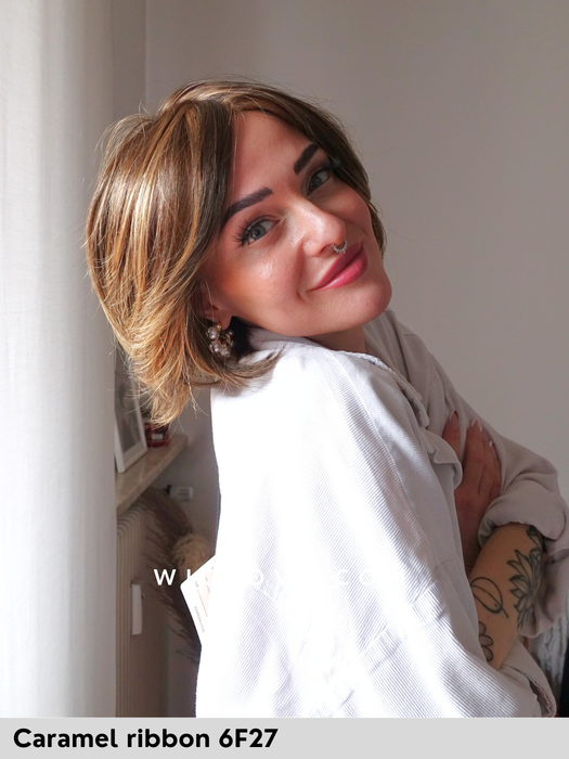 ava jon renau parrucca caschetto liscio 100% fatta a mano sintetica tradizionale lacefront riga libera monofilamento taglia M