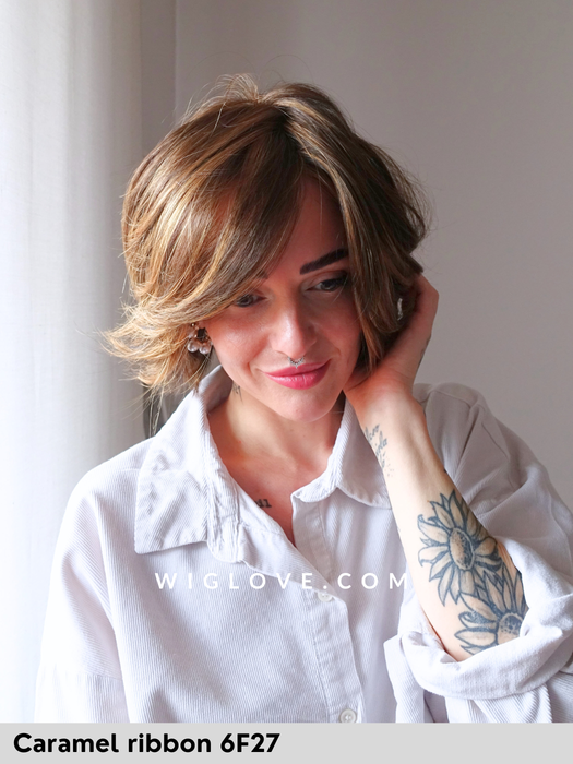 ava jon renau parrucca caschetto liscio 100% fatta a mano sintetica tradizionale lacefront riga libera monofilamento taglia M