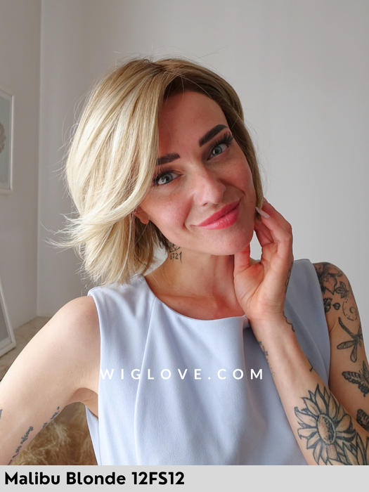 ava jon renau parrucca caschetto liscio 100% fatta a mano sintetica tradizionale lacefront riga libera monofilamento taglia M