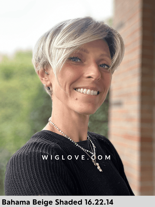 avola mono part ellen wille parrucca sintetica corta scalata pixie fatta a macchina no lacefront riga sinistra retro aperto 