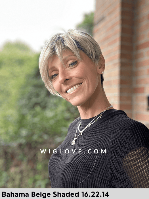 avola mono part ellen wille parrucca sintetica corta scalata pixie fatta a macchina no lacefront riga sinistra retro aperto 