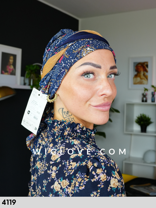 turbante beatrice 1419 house of christine dispositvo medico CE turbante chemioterapia alopecia hairloss band lunghe annodabili