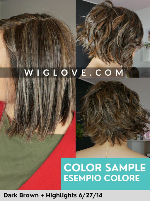 AMSTERDAM - riga centrale, attaccatura naturale - Wig Love - Parrucca SinteticaDark Brown + Highlights