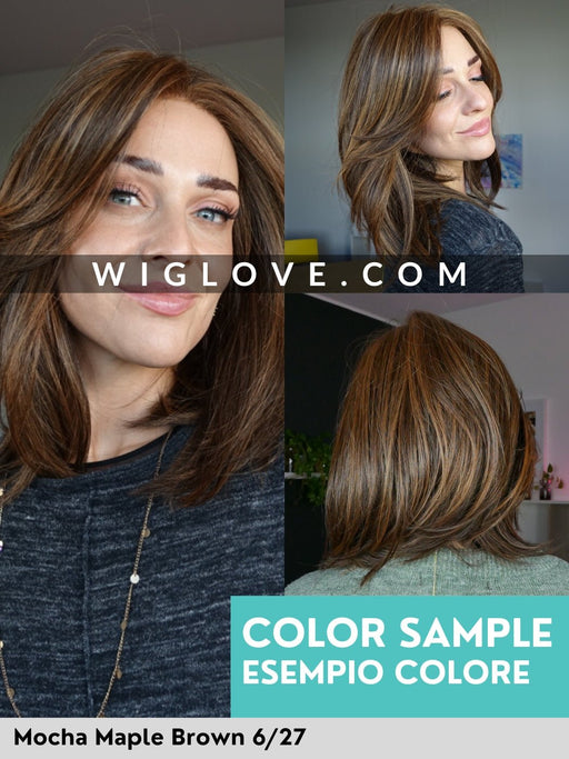AMSTERDAM - riga centrale, attaccatura naturale - Wig Love - Parrucca SinteticaDark Brown + Highlights