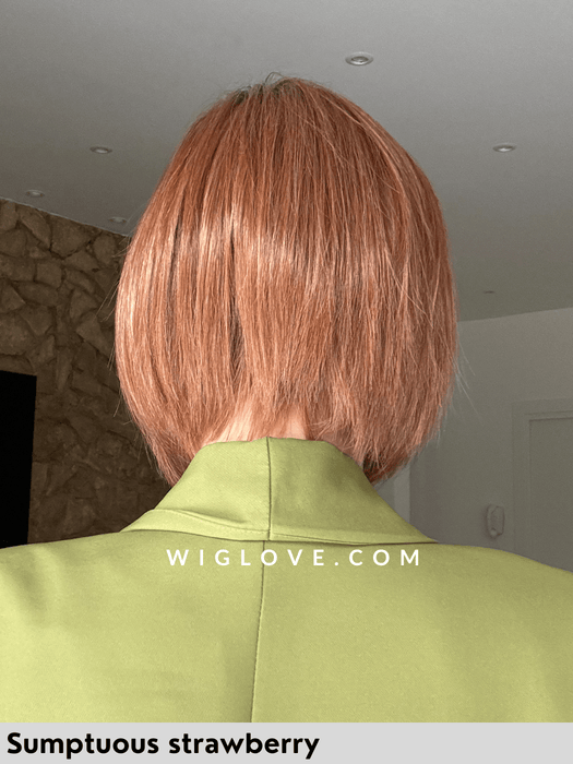 bellissima belle tress parrucca termoresistente sintetica piastrabile riga sinistra attaccatura naturale lacefront monofilamento laterale sumptuous strawberry  piega liscia