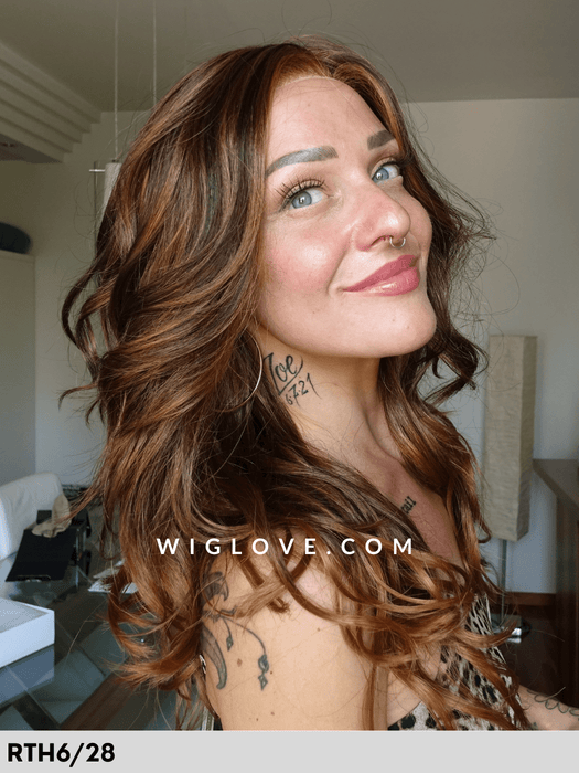 blaze estetica designs parrucca mossa lunga e scalata in fibra sintetica riga sinistra attaccatura naturale wigs synthetic wig