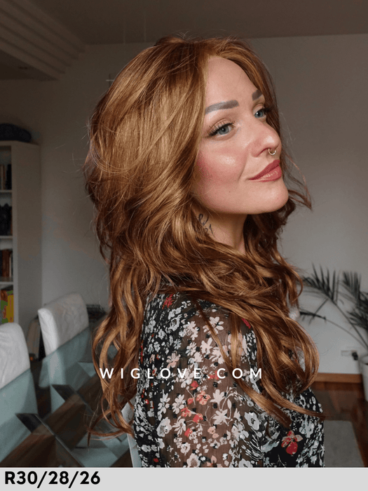 blaze estetica designs parrucca mossa lunga e scalata in fibra sintetica riga sinistra attaccatura naturale wigs synthetic wig