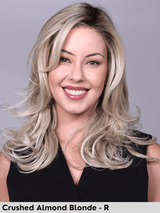 BROOKLYN - attaccatura naturale, riga sinistra - Wig Love - Parrucca SinteticaCrushed Almond Blonde Rooted