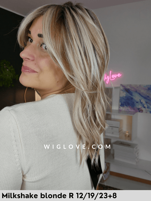 Belle tress parrucca mossa fibra sintetica termoresistente attaccatura naturale riga centrale monofilamento parziale retro aperto fatto a macchina city collection