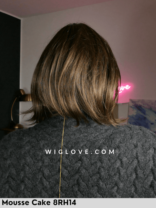 cameron jon renau parrucca liscia a caschetto pari taglia S, M , L colore mousse cake 8rh14 parrucca sintetica tradizionale 100% fatta a mano lacefront riga libera monofilamento attaccatura natuale retro chiuso fatto a mano
