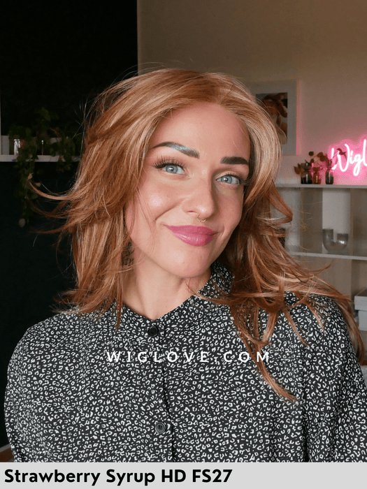 celeste jon renau parrucca lunga in fibra sintetica termoresistente parrucca piastrabile riga libera monofilamento lacefront attaccatura naturale strawberry syrup fs27