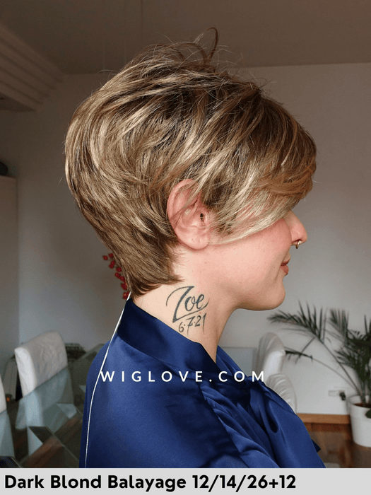 clic parrucca corta gisela mayer fibra sintetica tradizionale piccolo lacefront attaccatura naturale riga sinistra monofilamento laterale retro aperto fatto a macchina