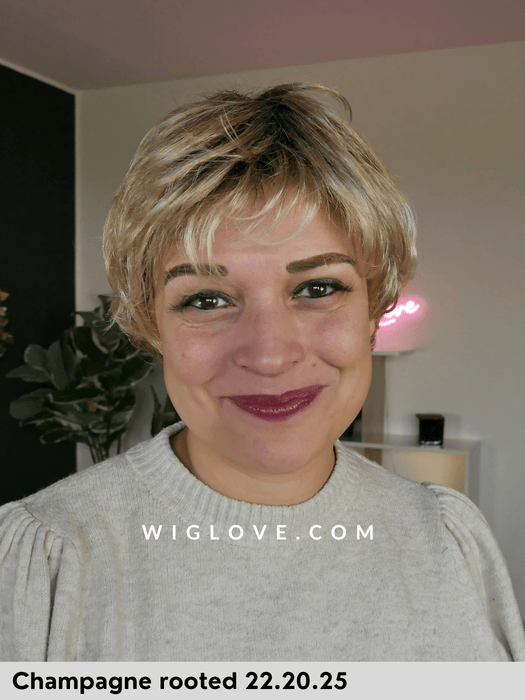 daily ellen wille parrucca corta e scalata in fibra sintetica tradizionale con attaccatura naturale lace front e monofilamento al vortice