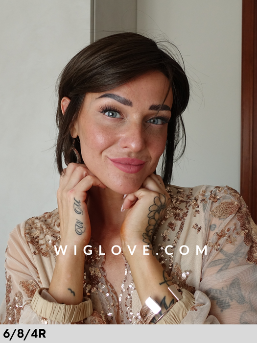 daphne parrucca rokoko sintetica termoresistente caschetto liscio lacefront riga sinistra in monofilamento taglia M dispositivo medico ce
