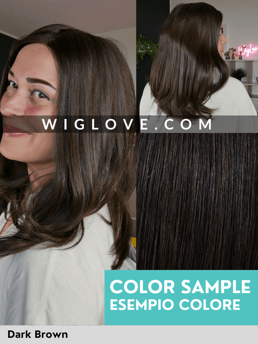 HH REMY SILVER - Capelli Naturali Remy - attaccatura naturale estesa, antiscivolo, riga libera - Wig Love - Parrucca Capelli VeriDark Brown