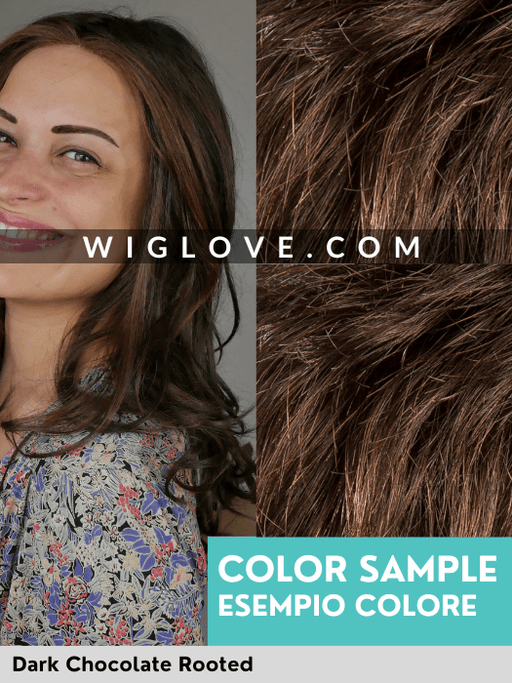 FLOW MONO PART - riga sinistra, attaccatura naturale - Wig Love - Parrucca SinteticaDark Chocolate Rooted