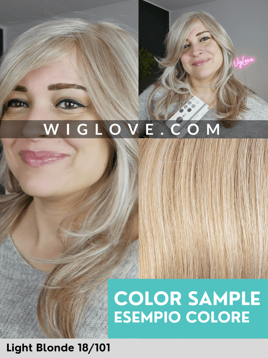 DUO GLAM - capelli misti - 100% fatta a mano, attaccatura naturale, doppio monofilamento. - Wig Love - Parrucca Capelli MistiLight blonde