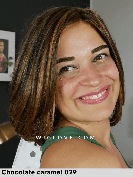 DUO LYNSEY MONO LACE - capelli misti - riga libera e attaccatura naturale - Wig Love - Parrucca SinteticaChocolate Caramel 829