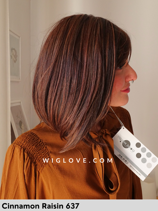 duo page gisela mayer parrucca capello misto long-bob con frangetta fatta a macchina riga sinistra monofilamento