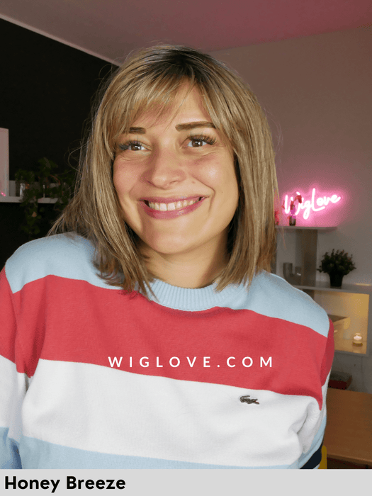 duo page gisela mayer parrucca capello misto long-bob con frangetta fatta a macchina riga sinistra monofilamento