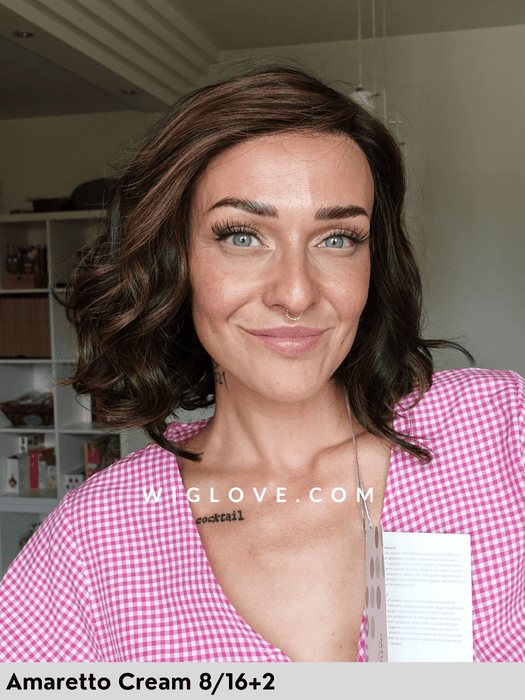 duo wave gisela mayer parrucca mossa alle spalle lacefront riga sinistra retro chiuso fatto a macchina parrucca in capello misto