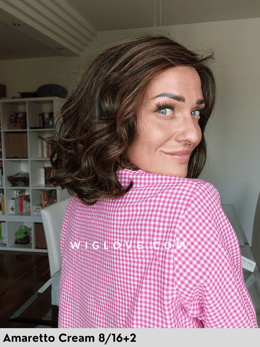 duo wave gisela mayer parrucca mossa alle spalle lacefront riga sinistra retro chiuso fatto a macchina parrucca in capello misto