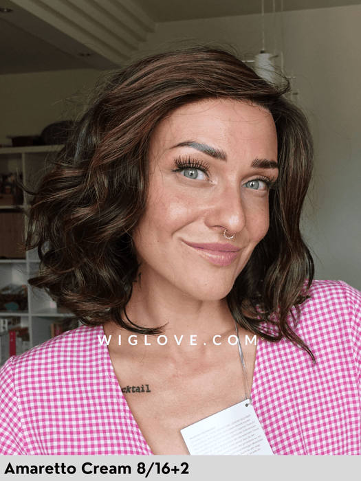 duo wave gisela mayer parrucca mossa alle spalle lacefront riga sinistra retro chiuso fatto a macchina parrucca in capello misto