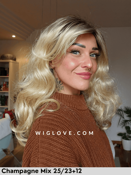 dynamic gisela mayer parrucca lunga mossa senza lacefront riga sinistra retro aperto  fibra sintetica tradizionale