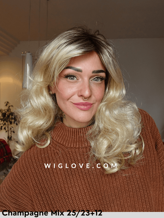 dynamic gisela mayer parrucca lunga mossa senza lacefront riga sinistra retro aperto  fibra sintetica tradizionale