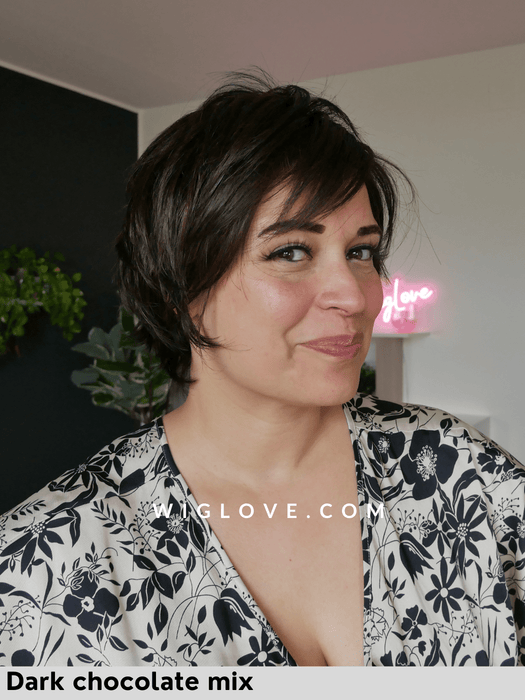 EASY - riga sinistra, attaccatura naturale - Wig Love - Parrucca SinteticaDark Chocolate Mix