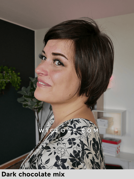 EASY - riga sinistra, attaccatura naturale - Wig Love - Parrucca SinteticaDark Chocolate Mix