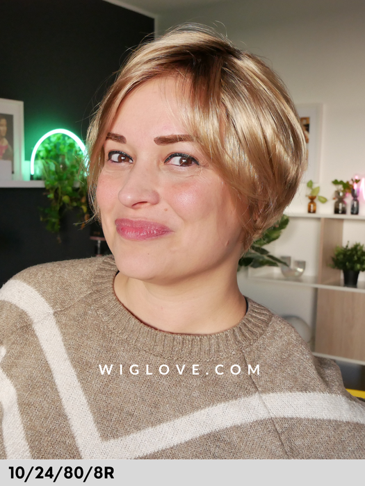 eclair rokoko parrucca sintetica caschetto carrè al mento piega liscia lacefront riga sinistra in monofilamento basso volume dispositivo medico CE