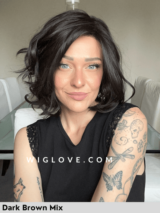 STELLA MONO PART - attaccatura naturale, riga sinistra - Wig Love - Parrucca SinteticaDark Brown Mix