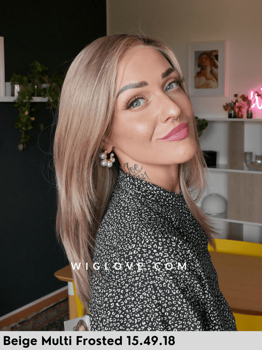 emotion ellen wille parrucca media lunga scalata capello  naturale Remy 100% fatta a mano inserti in  poliuretano parrucca dispositivo medico lacefront riga libera monofilamento