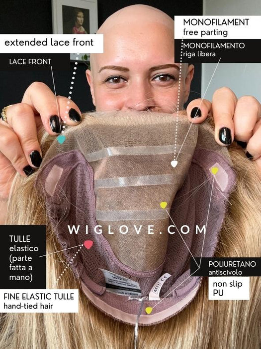 EMOTION - Capelli veri Remy - Parrucca 100% fatta a mano - Pronta Consegna 24/48 ore - Wig Love - Parrucca Capelli VeriHot Chocolate Mix