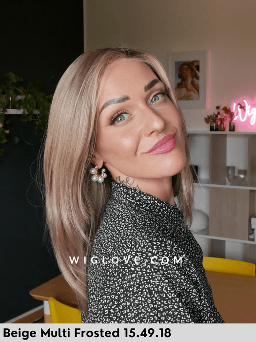 emotion ellen wille parrucca media lunga scalata capello  naturale Remy 100% fatta a mano inserti in  poliuretano parrucca dispositivo medico lacefront riga libera monofilamento