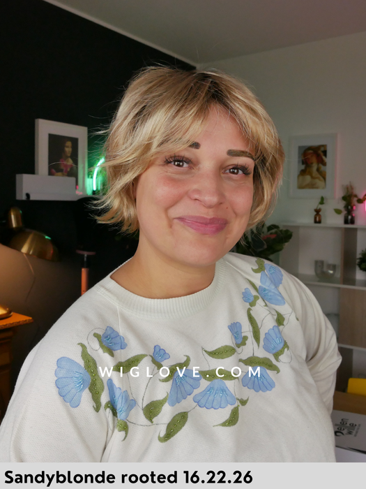 ESCAPE SOFT - 100% fatta a mano, attaccatura naturale, monofilamento rivestito - Wig Love - Parrucca SinteticaSilver Blonde Rooted