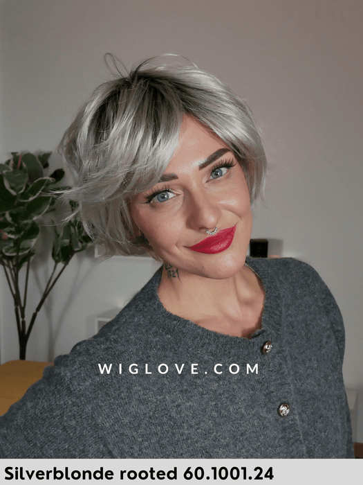 ESCAPE SOFT - 100% fatta a mano, attaccatura naturale, monofilamento rivestito - Wig Love - Parrucca SinteticaSilver Blonde Rooted